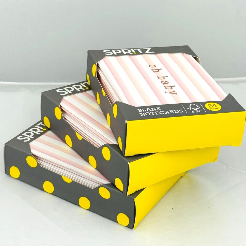 Spritz Blank Notecards Oh Baby Striped Design 3.5"x5.5" 24 Count Pastel 3-Pack - Picture 3 of 3